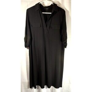 Alfani Womens Black Jersey Midi Shirt Dress Size PXL